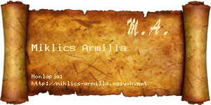 Miklics Armilla névjegykártya